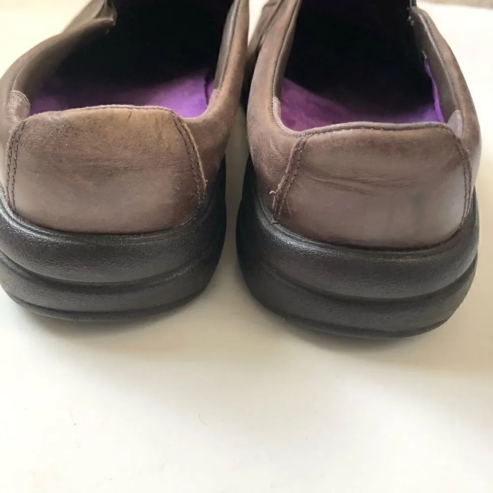 Merrell brown leather slip on clogs - Picture 3 of 8